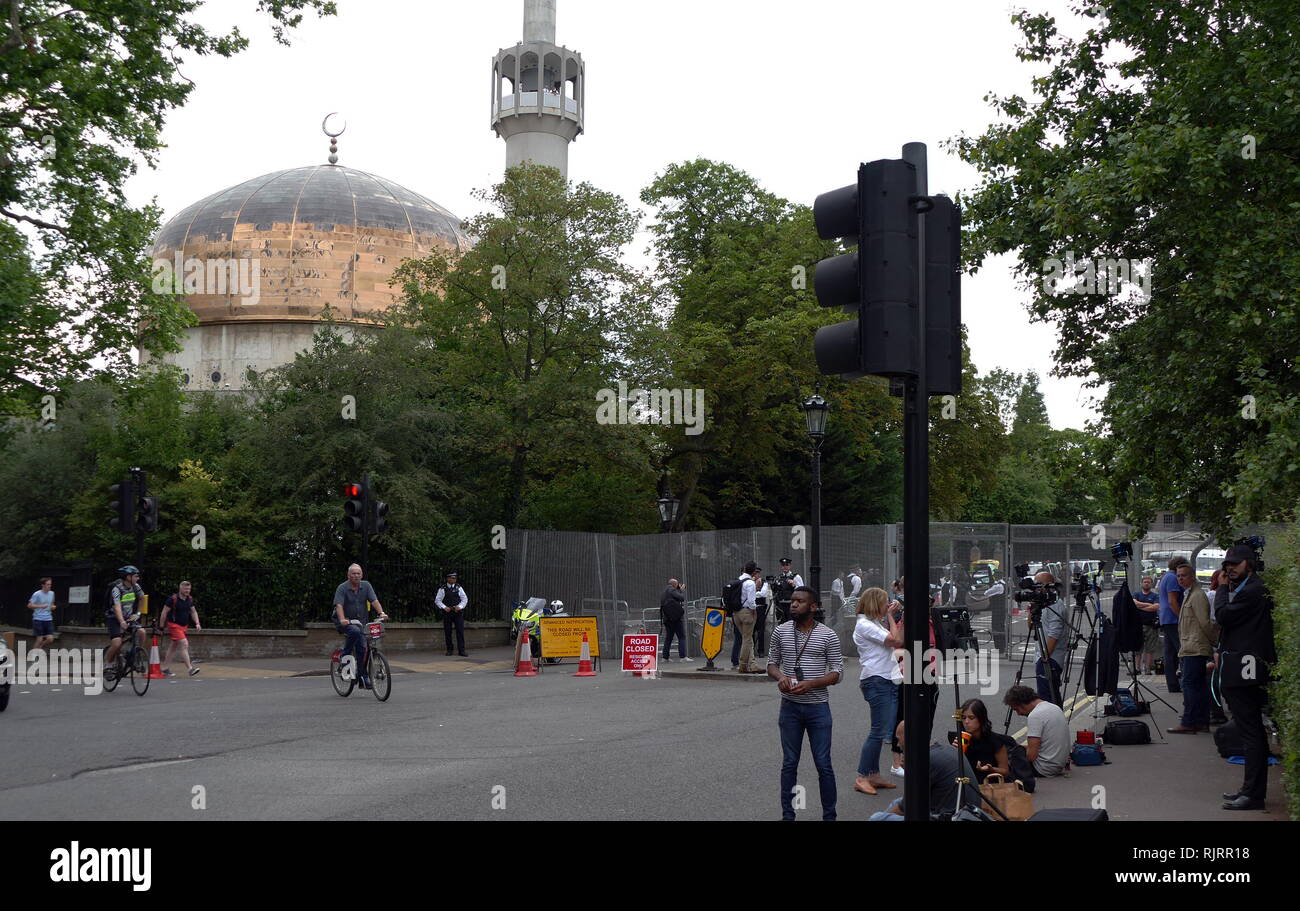 Sicurezza Per proteggere il Presidente Trump, intorno all'Ambasciatore americano Residence a Londra, per la visita al Regno Unito da parte del Presidente degli Stati Uniti Donald Trump; Luglio 2018. Foto Stock