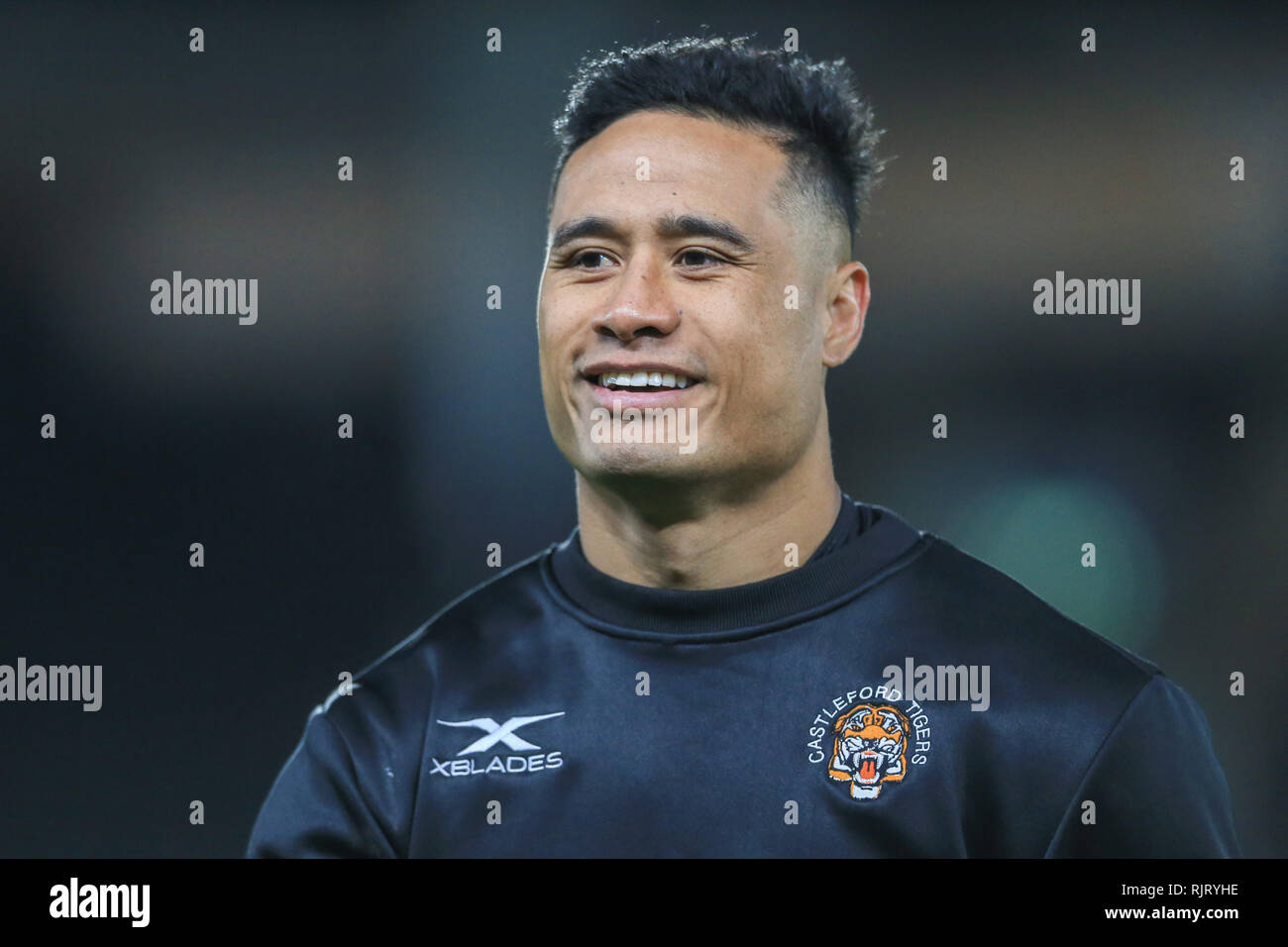 KCOM Stadium, Hull, Regno Unito. 7 febbraio, 2019. Betfred Super League, Round 2, Hull FC vs Castleford Tigers ; Ben Roberts (19) di Castleford Tigers Credito: Mark Cosgrove/News immagini Credito: News immagini /Alamy Live News Foto Stock