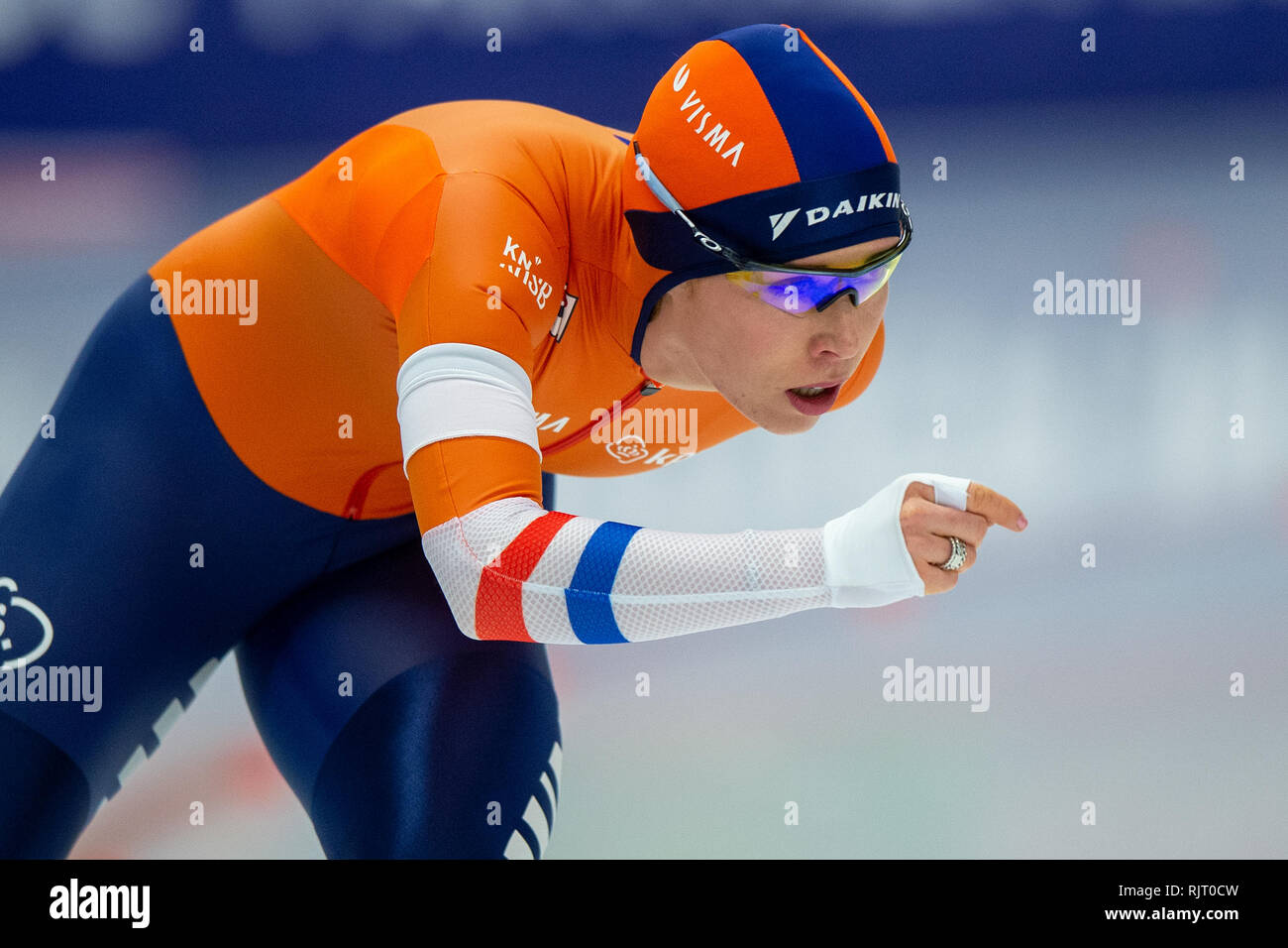 Inzell, Germania. 7 febbraio 2019. ISU World singole distanze pattinaggio di velocità campionati Antoinette de Jong Credit: arancione foto vof/Alamy Live News Foto Stock