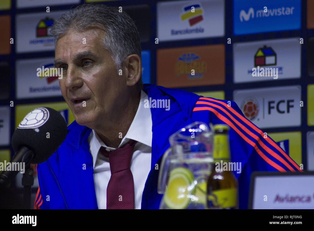 Febbraio 7, 2019 - Carlos Queiroz è il nuovo direttore tecnico del team Colombia Credit: Daniel Garzon Herazo/ZUMA filo/Alamy Live News Foto Stock