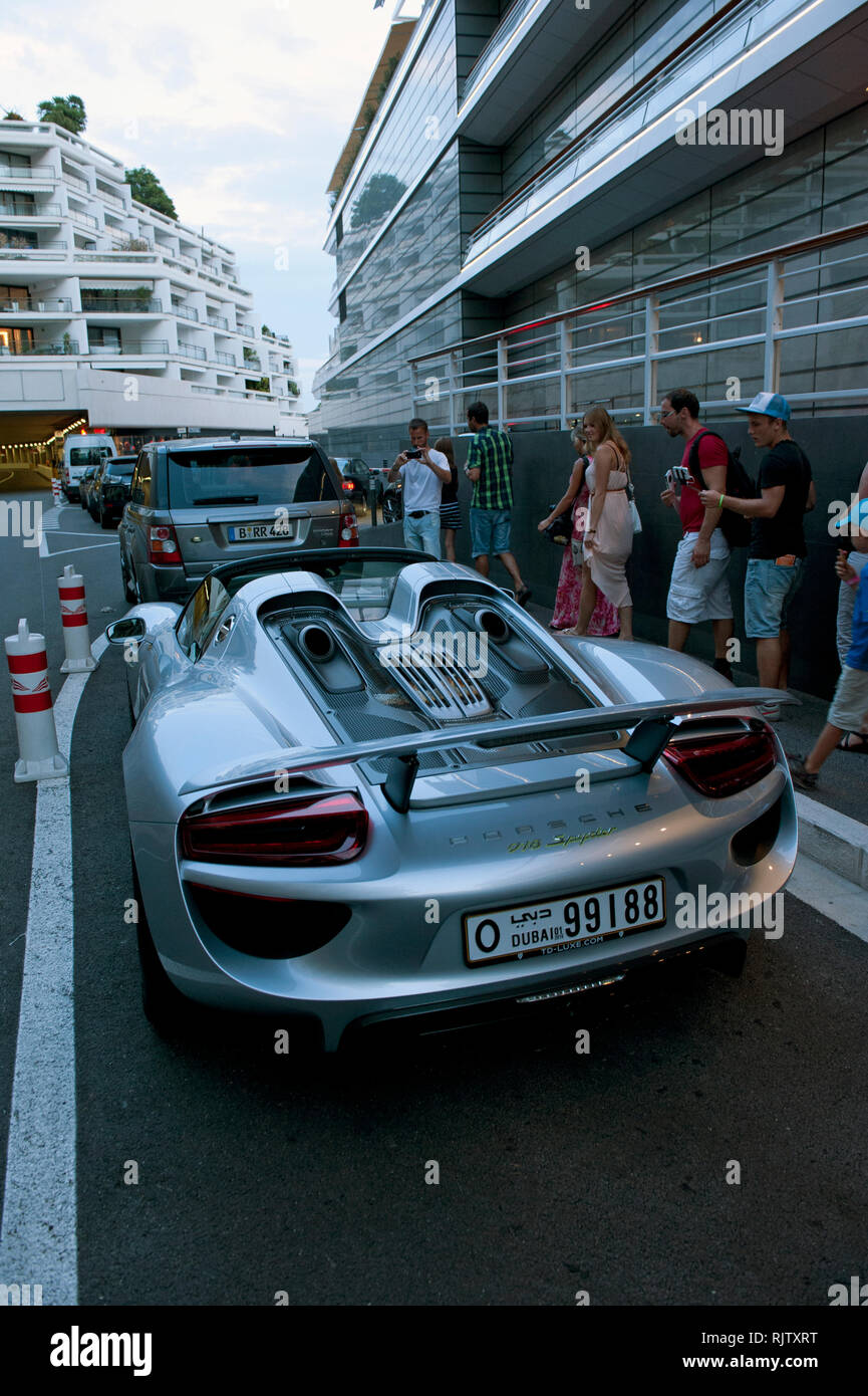 Porsche Spyder 918, il Principato di Monaco e Monte Carlo Foto Stock