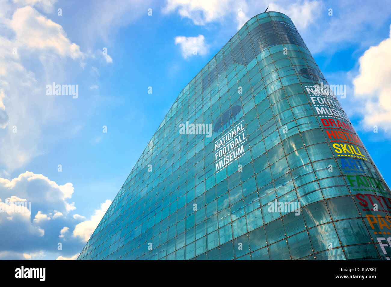 Manchester, Regno Unito - 18 Maggio 2018: Il Museo Nazionale del calcio è la più grande del mondo e il miglior museo di calcio, originariamente basato in Deepdale, Preston, Lan Foto Stock