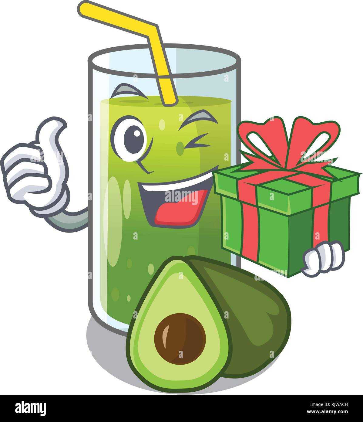 Con dono avocado frullati sono isolati su caratteri Illustrazione Vettoriale