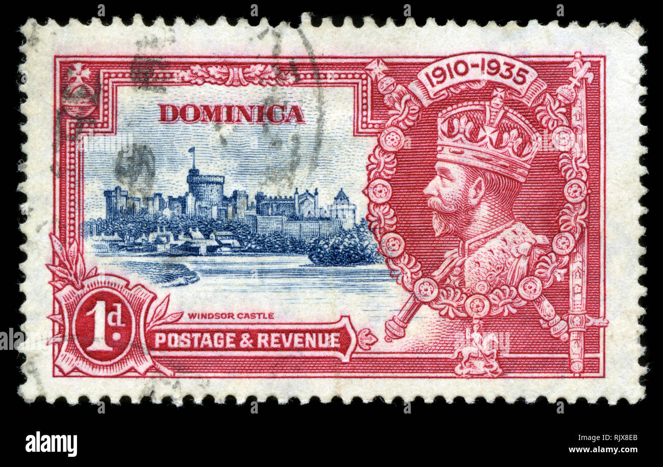 Francobollo della Dominica il Giubileo d'argento problema serie emesse nel 1935 Foto Stock