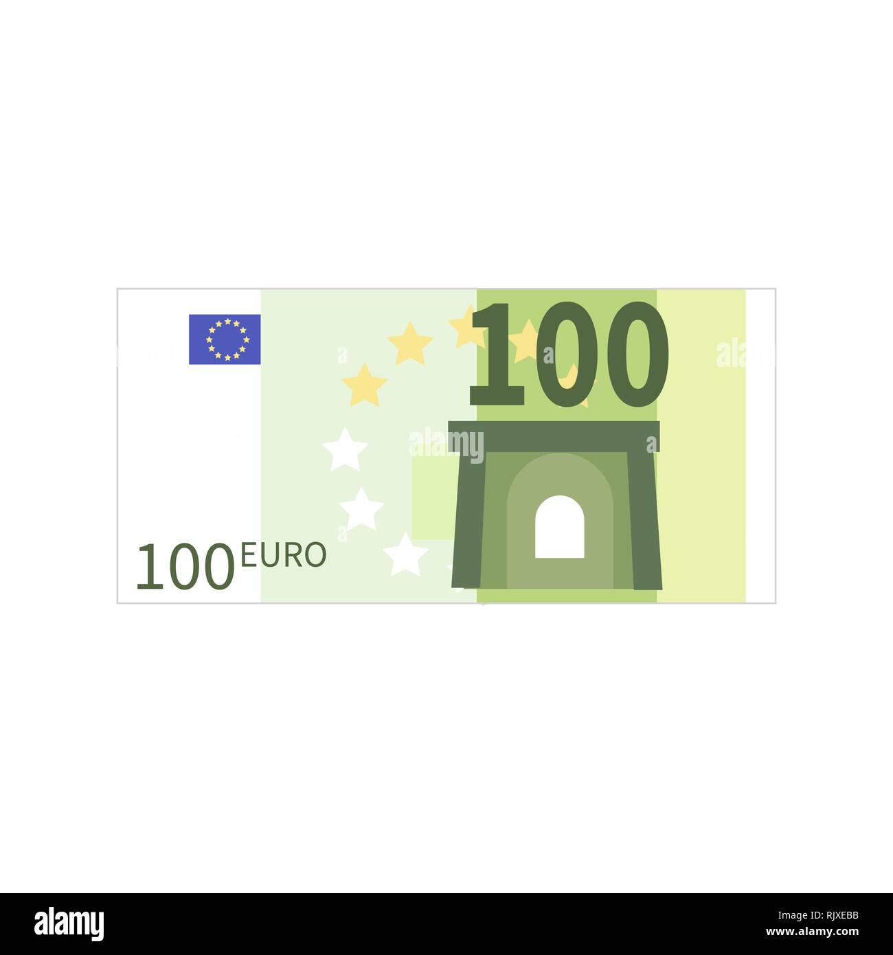 Semplice piatto di un centinaio di banconote in euro isolato su bianco Illustrazione Vettoriale