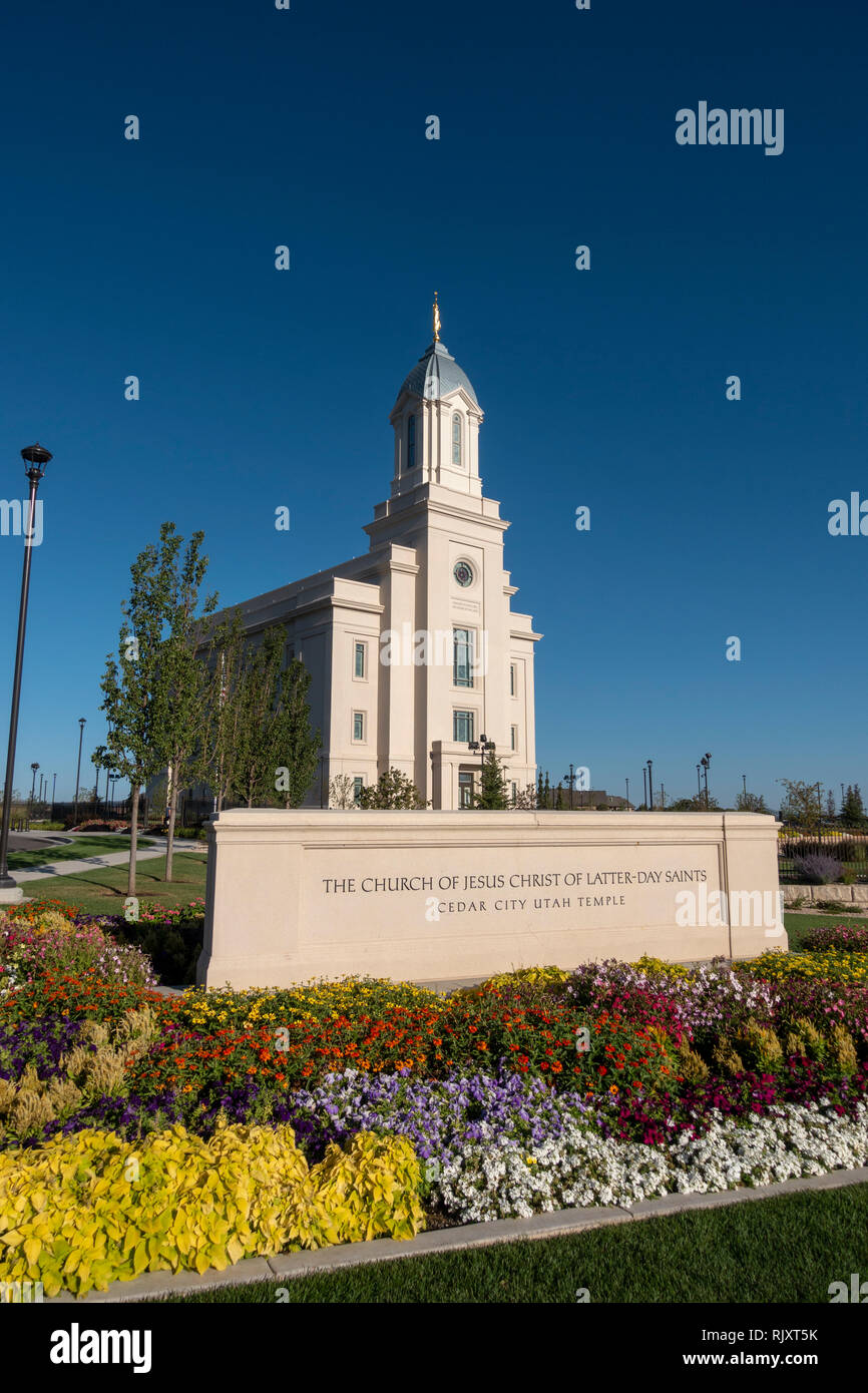 La Chiesa di Gesù Cristo dei Santi Latter-Day tempio in Cedar City, Iron County, Utah, Stati Uniti. Foto Stock