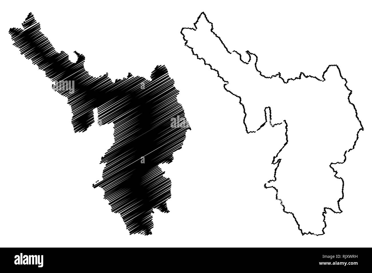 Dien Bien provincia (Repubblica socialista del Vietnam, suddivisioni del Vietnam) mappa illustrazione vettoriale, scribble schizzo Tinh Dien Bien mappa Illustrazione Vettoriale