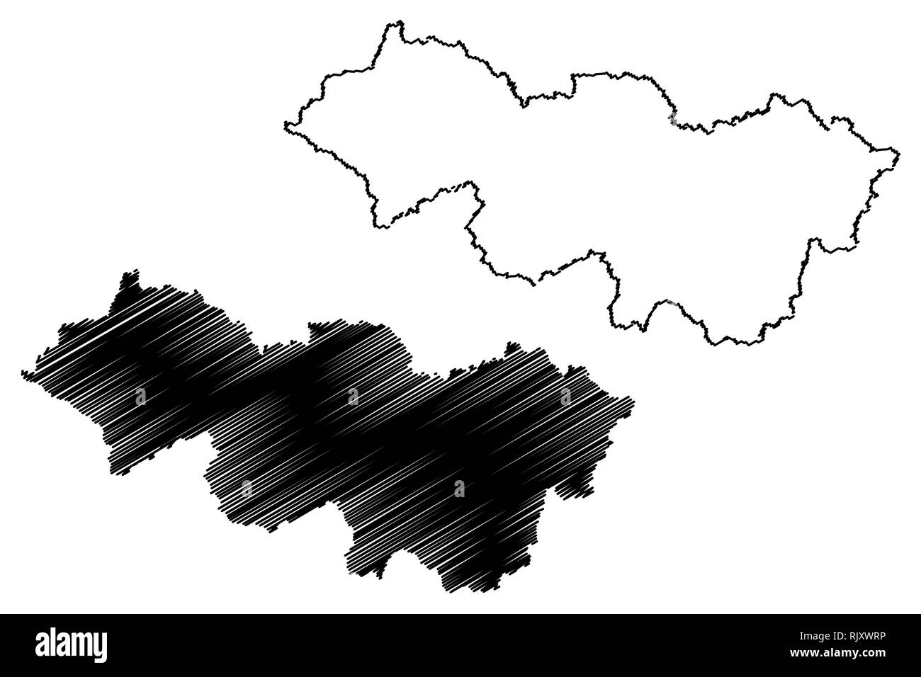 Cao Bang provincia (Repubblica socialista del Vietnam, suddivisioni del Vietnam) mappa illustrazione vettoriale, scribble schizzo Tinh Cao Bang mappa Illustrazione Vettoriale