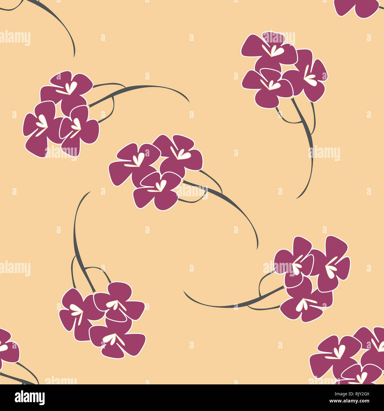 Seamless pattern, sfondo con fiori come il giapponese Sakura in colori tenui Illustrazione Vettoriale