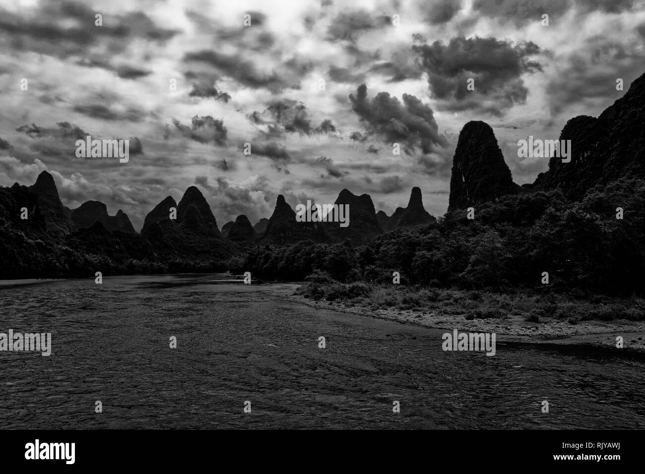 Guilin crociera sul fiume li, Cina Foto Stock