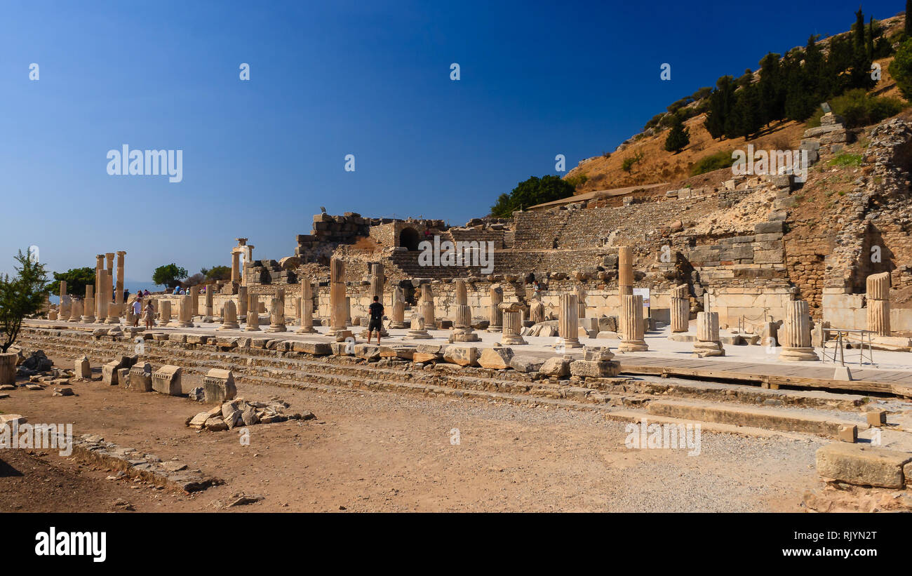 Efeso, uno dei più grandi siti archeologici romani in Turchia Foto Stock