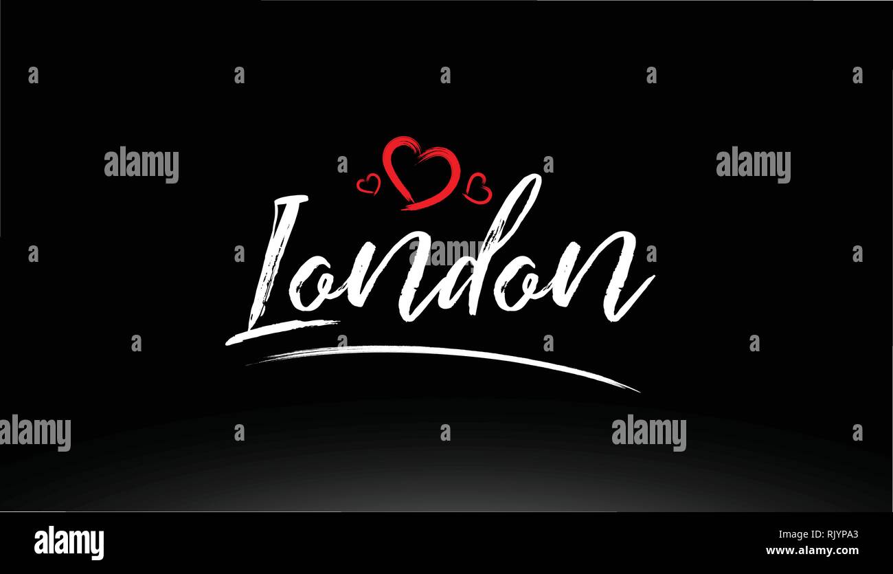 London city scritto a mano il testo con cuore rosso adatto per logo o design tipografia Illustrazione Vettoriale