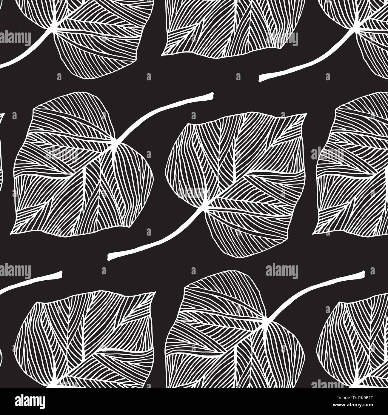 Foglie Dedera Vector Pattern In Bianco E Nero Nella