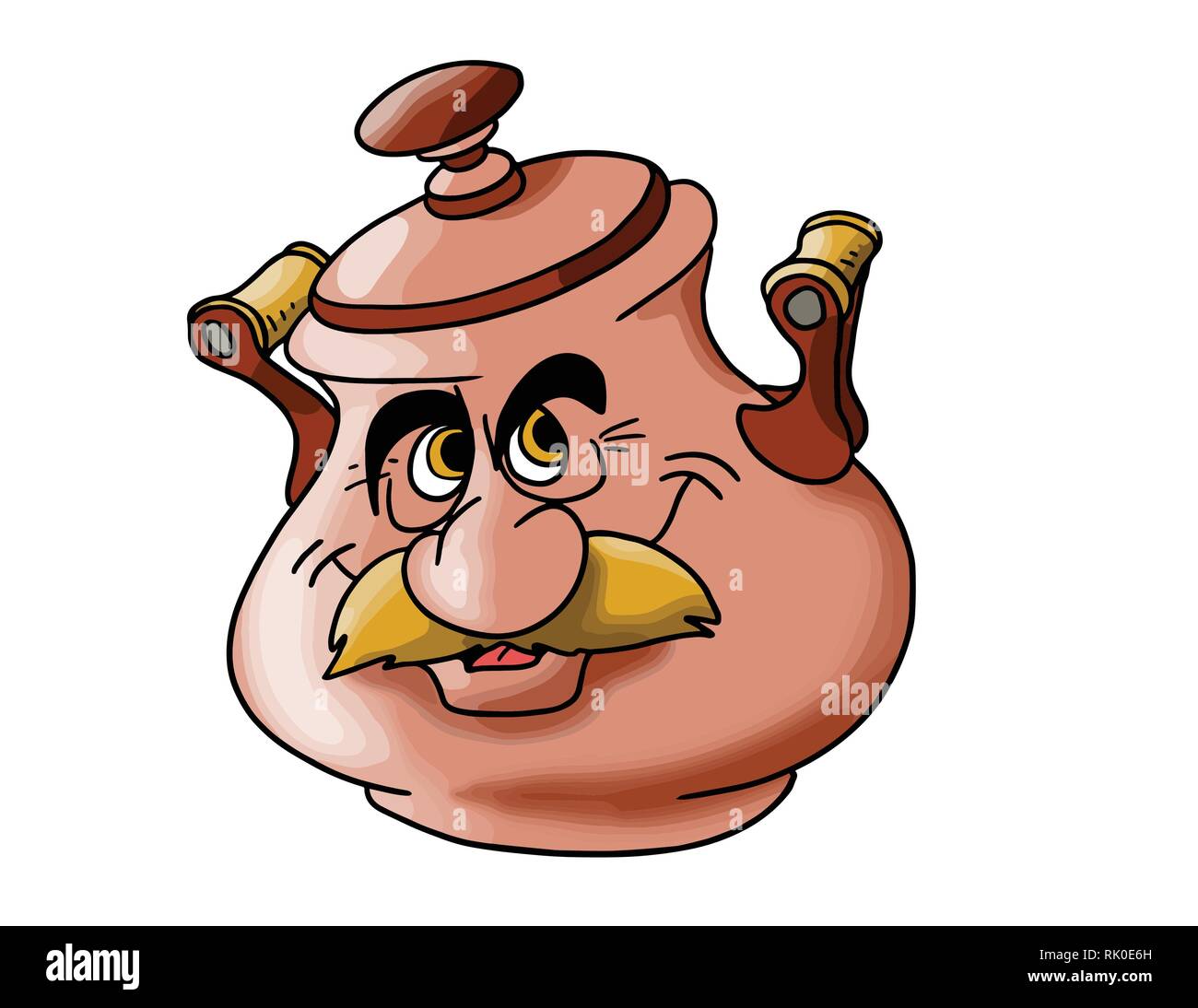 Caratterizzato cartoon rame pentola di cottura illustrazione vettoriale Illustrazione Vettoriale