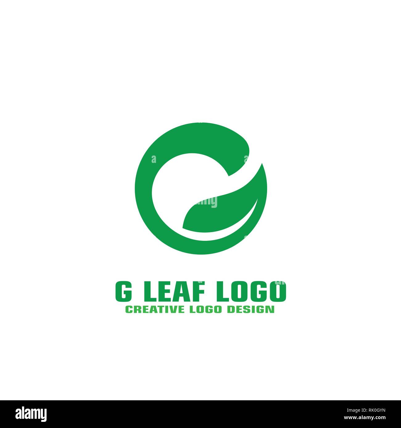 Verde foglia modello logo, sagomato lettera G grafica, icone vettoriali. Illustrazione Vettoriale