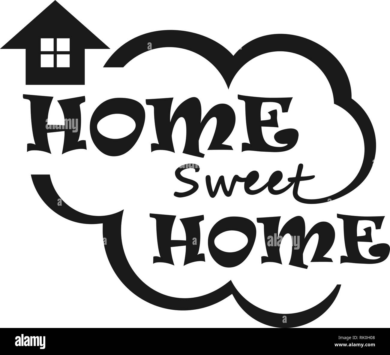 Font citazioni "home sweet home". La calligrafia Vector Graphics. Illustrazione Vettoriale
