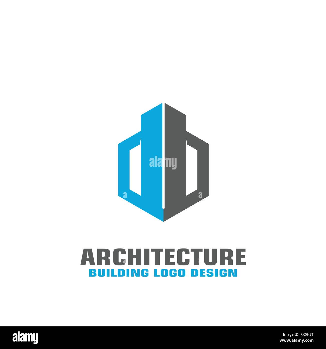 Il logo di architettura, a forma esagonale, modello di concetto, edificio logo design. icone vettoriali. Illustrazione Vettoriale