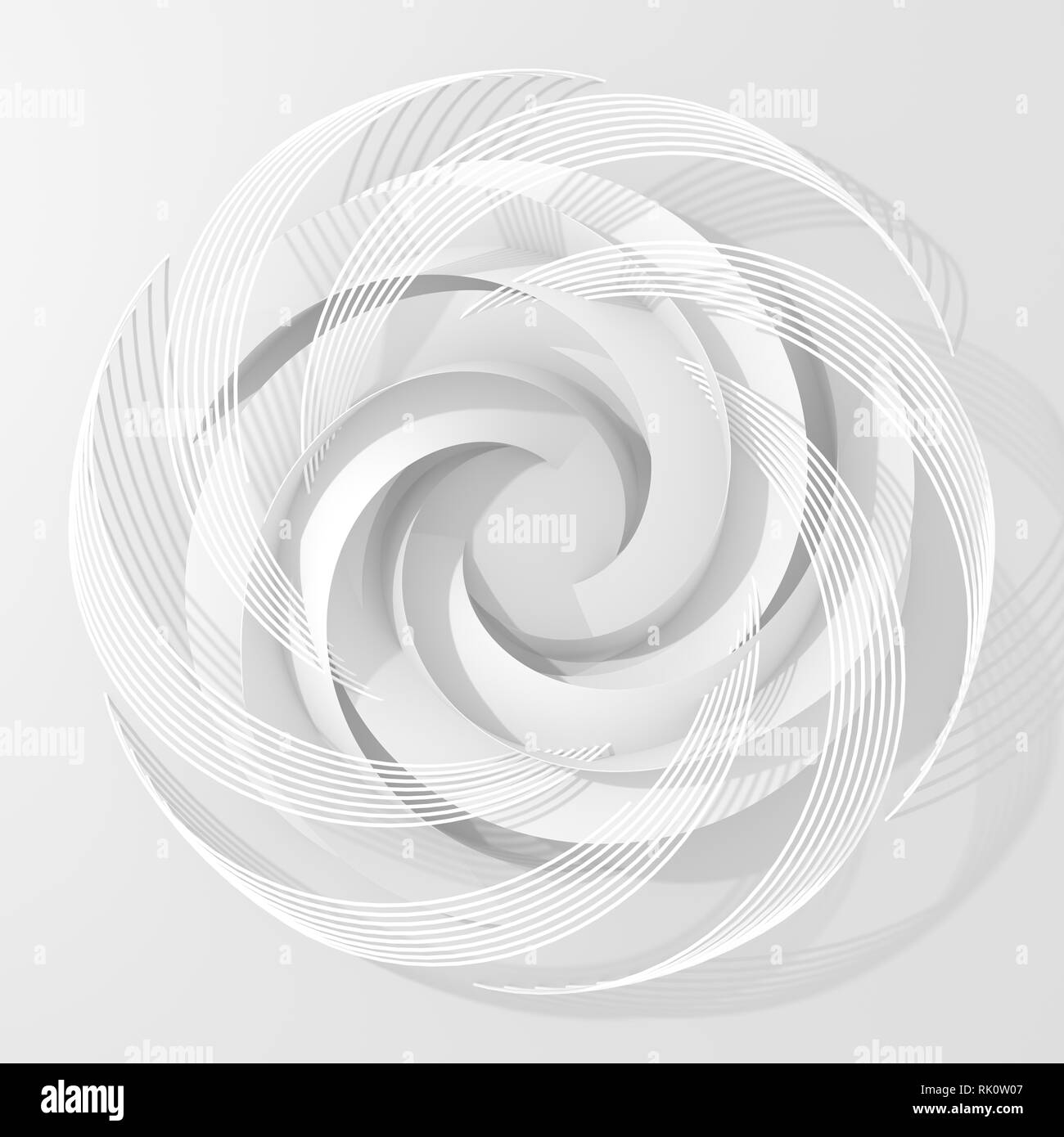 Cerchio bianco astratto fiore digitale. 3D'illustrazione. Foto Stock