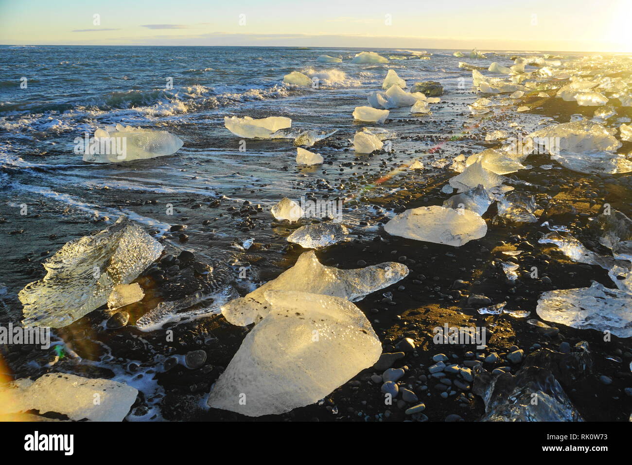 Jokulsarlon aka spiaggia Spiaggia di Diamante Islanda Foto Stock