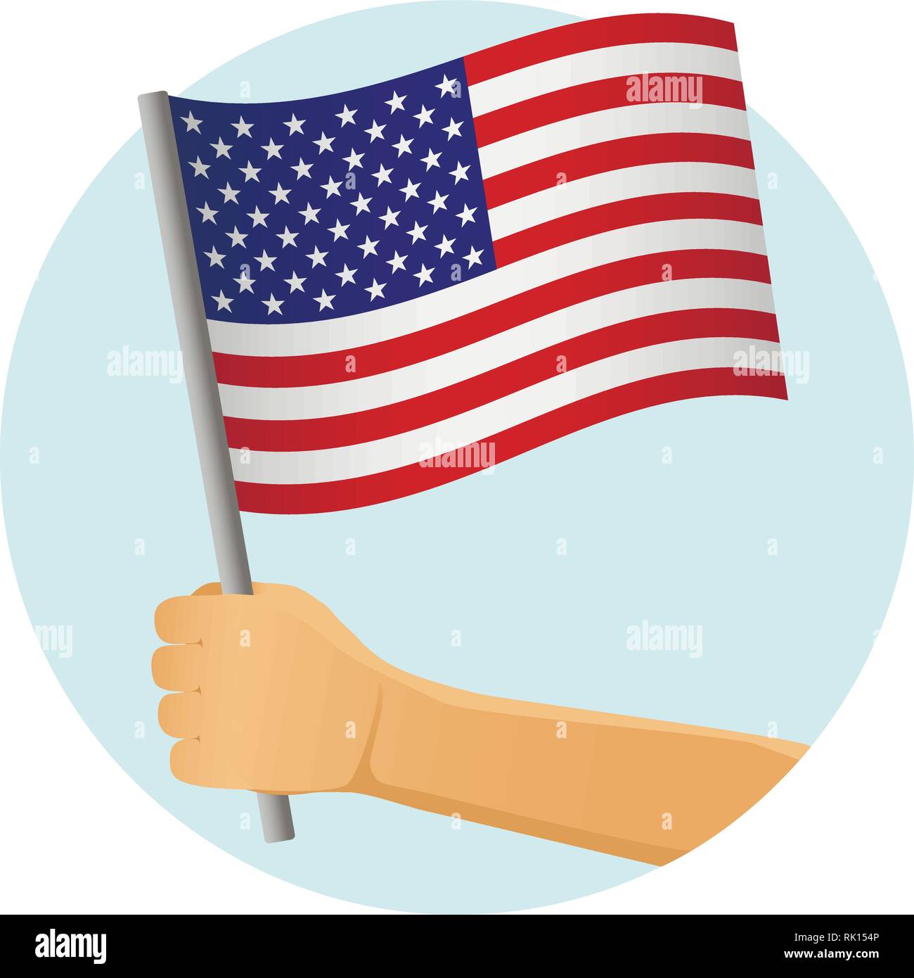 Stati Uniti d'America bandiera in mano. Sfondo patriottico. Bandiera nazionale degli Stati Uniti d'America illustrazione vettoriale Illustrazione Vettoriale