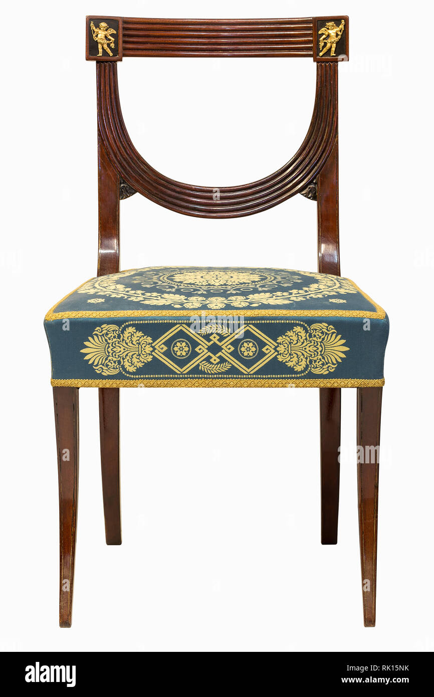 Xix Ormolu francese montato in Stile Impero sedia isolati su sfondo bianco Foto Stock
