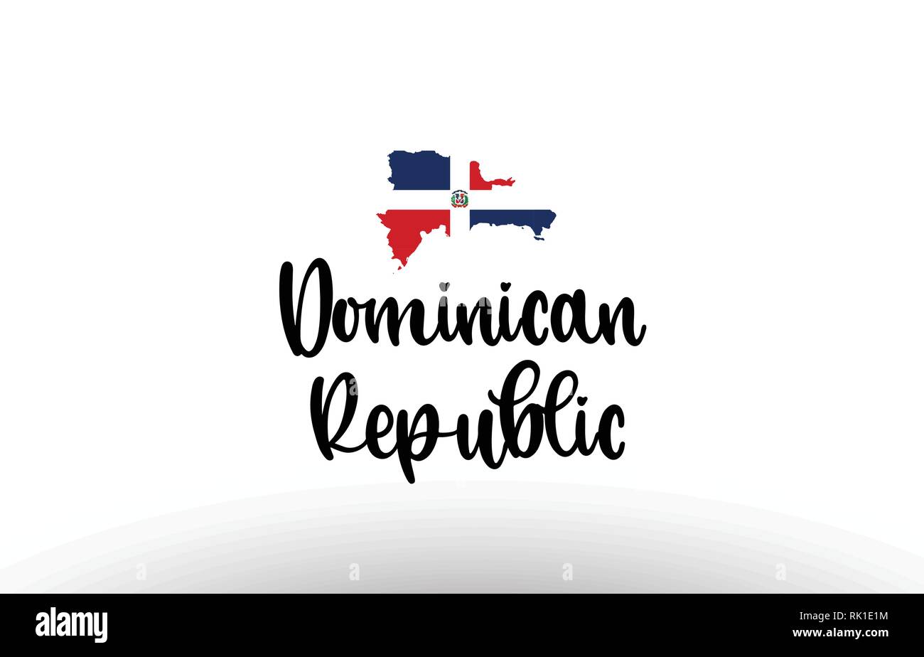 La Repubblica Dominicana paese grande testo con bandiera mappa interno adatto per un logo design icona Illustrazione Vettoriale