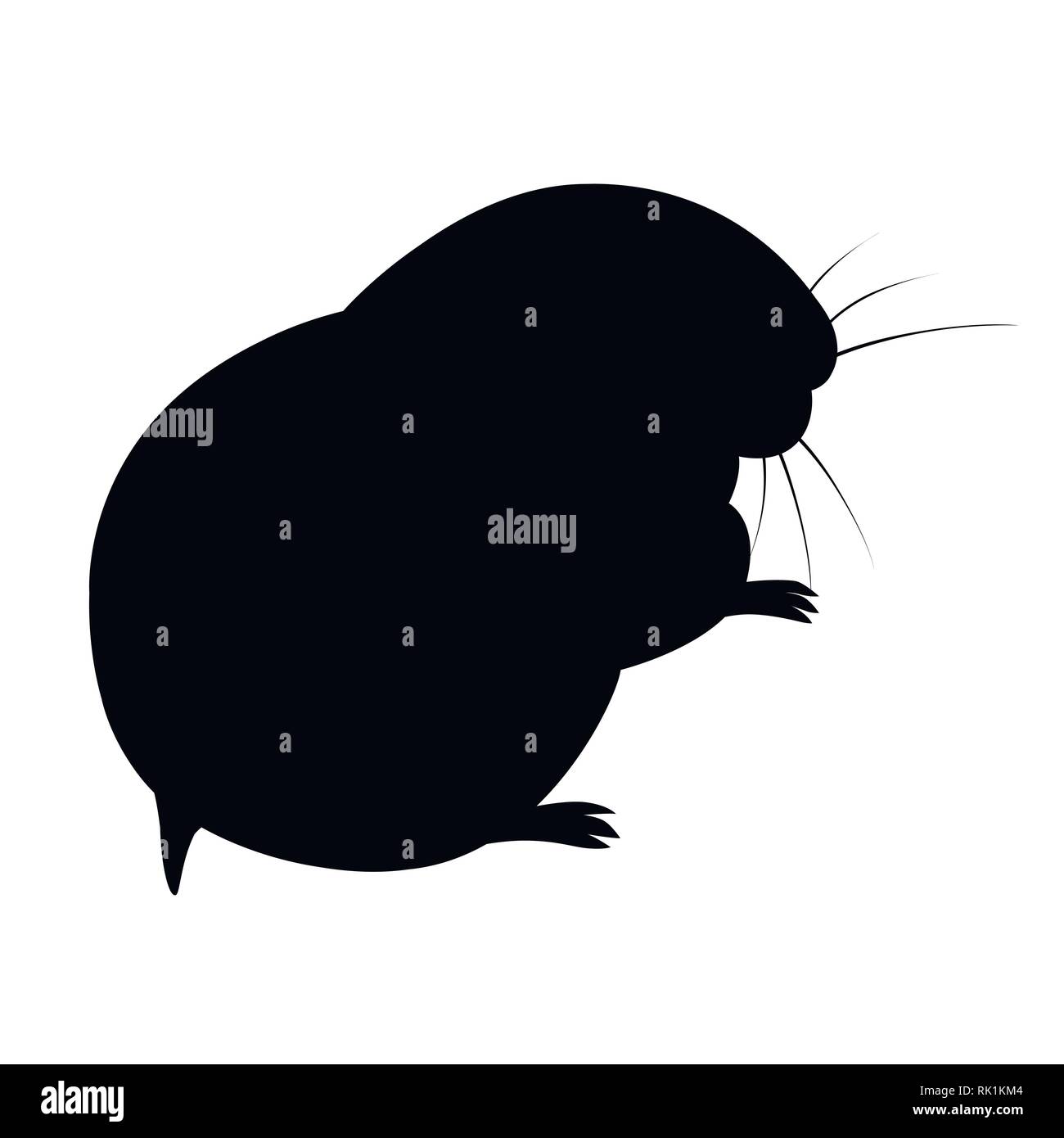 Silhouette nera. Lemming polare con pelo grigio. Animali artici, cartoon design piatto. Illustrazione di vettore isolato su sfondo bianco. Illustrazione Vettoriale