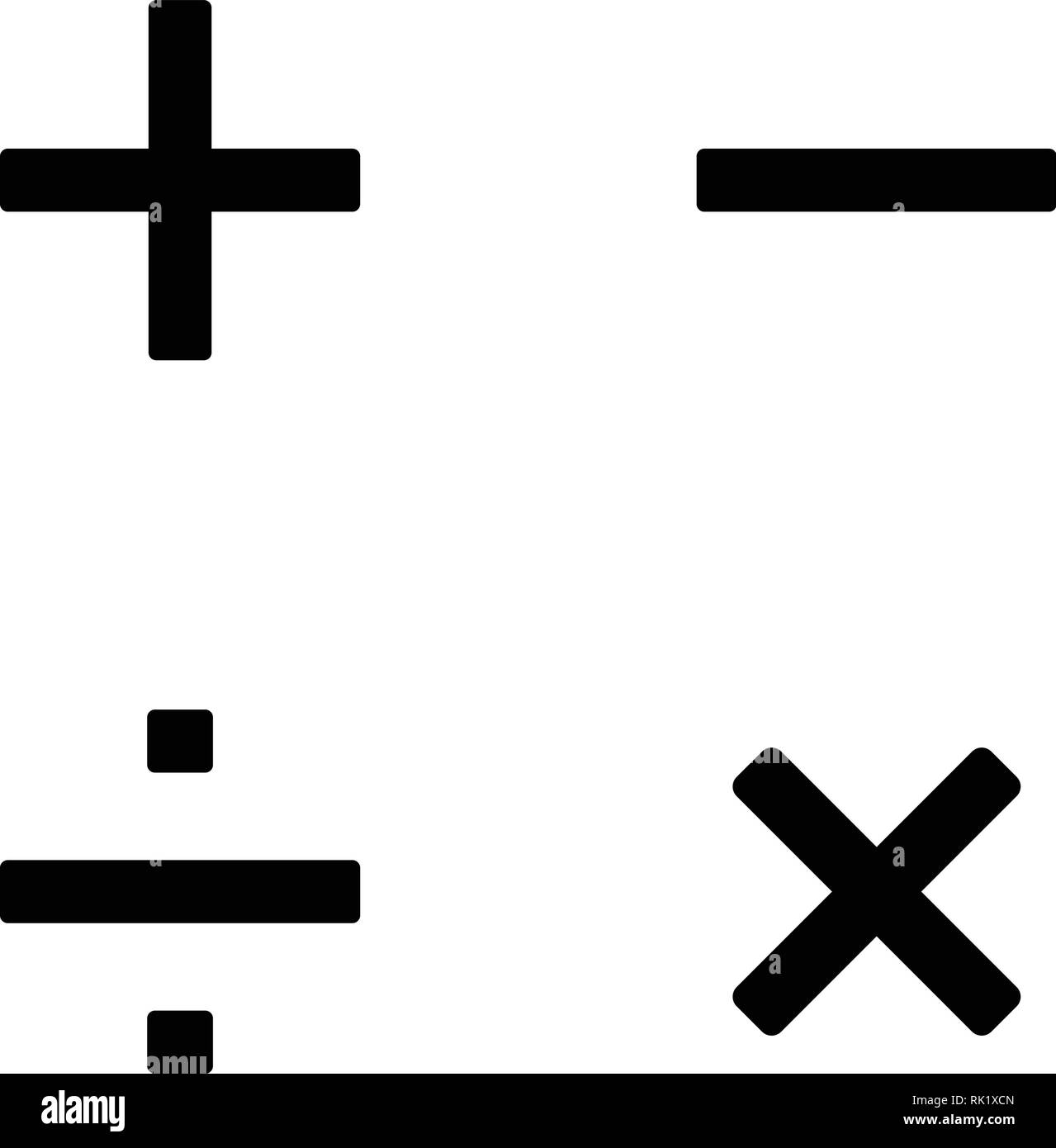 Illustrazione Vettoriale semplice i simboli matematici, set di segni, raccolta in colore nero isolato su sfondo bianco. Illustrazione Vettoriale