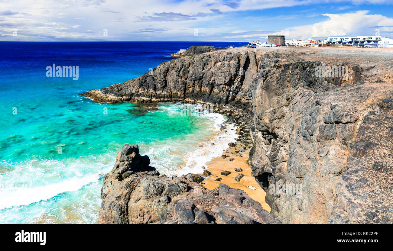 Bella El Cotillo beach,vista panoramica,isola Canarie,Fuerteventura,Spagna Foto Stock