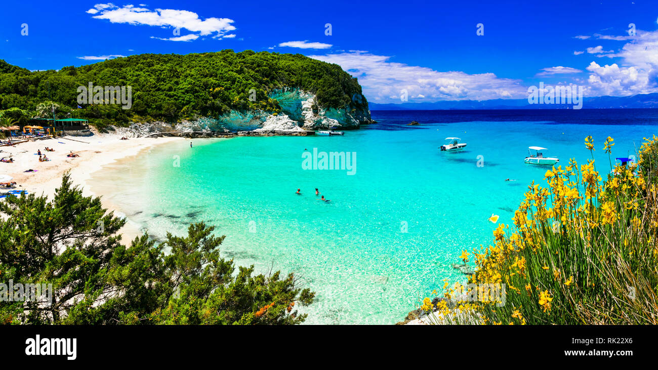 Bellissima spiaggia di Isola di Antipaxos,Grecia. Foto Stock