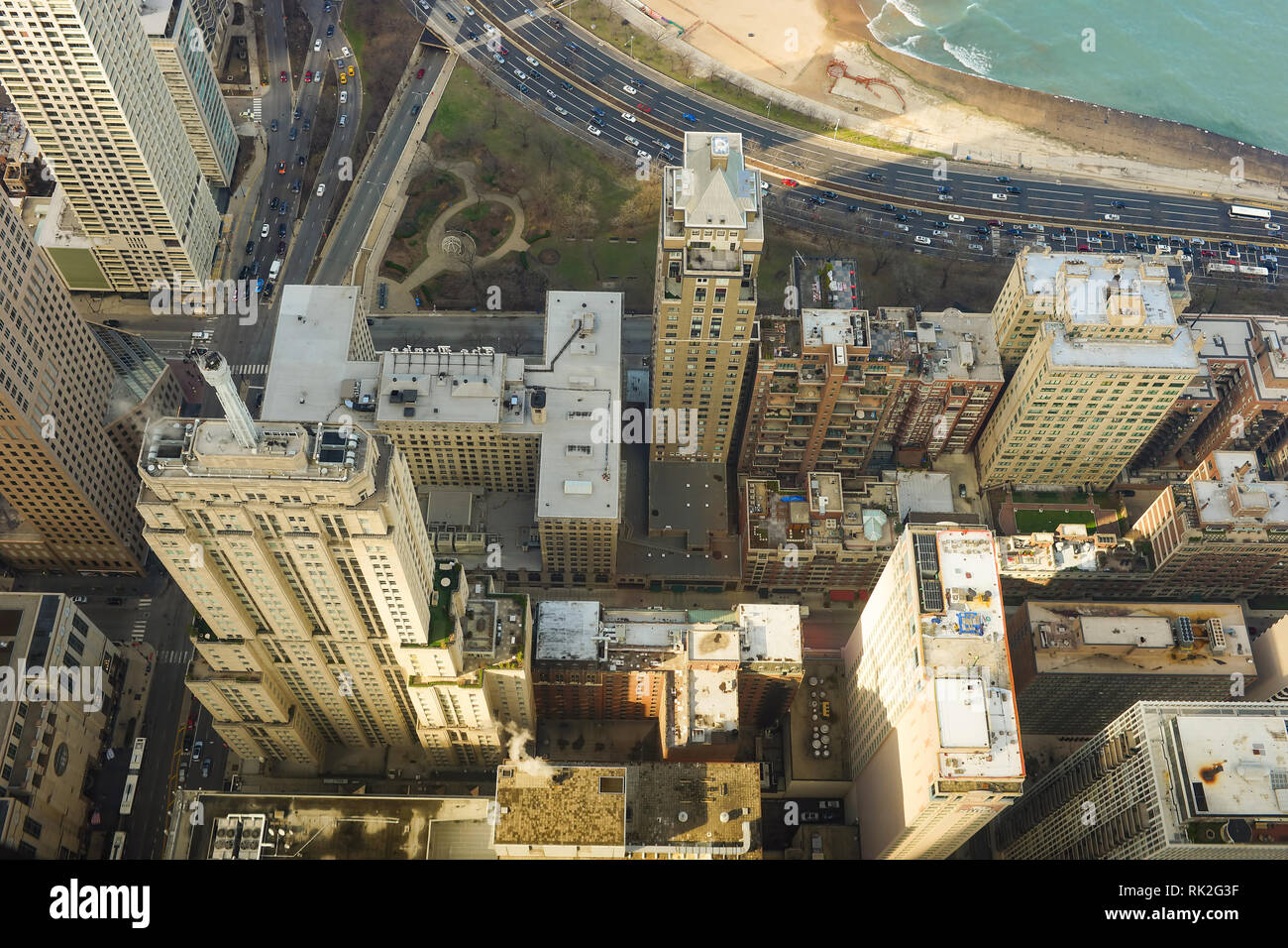 CHICAGO, IL - MARZO 28, 2016: vista di Chicago da John Hancock Center. Chicago è una delle città principali negli Stati Uniti d'America Foto Stock