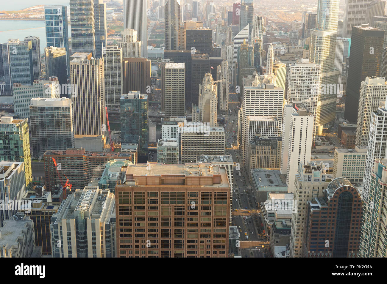 CHICAGO, IL - MARZO 28, 2016: vista di Chicago da John Hancock Center. Chicago è una delle città principali negli Stati Uniti d'America Foto Stock
