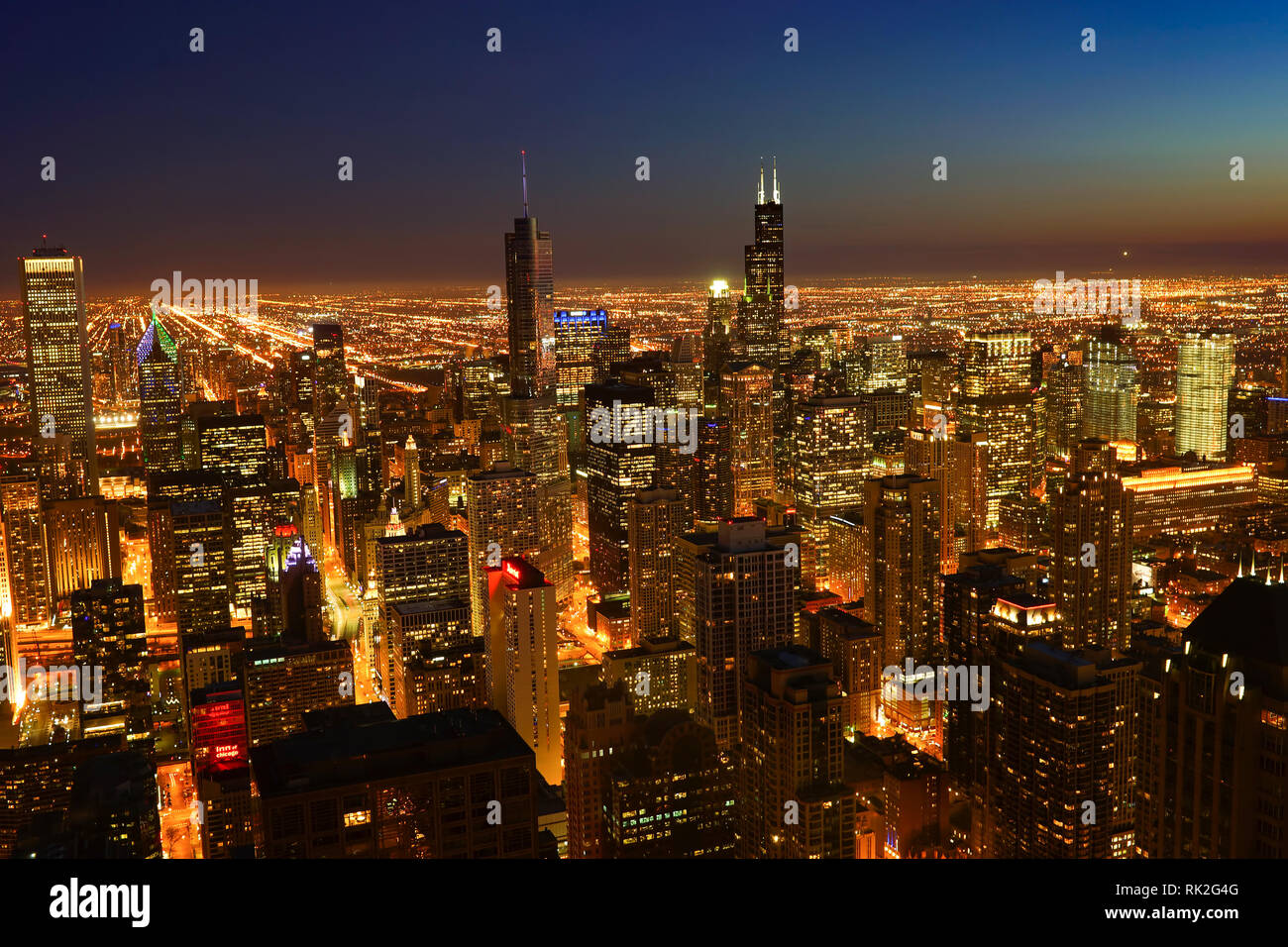 CHICAGO, IL - MARZO 28, 2016: vista di Chicago da John Hancock Center. Chicago è una delle città principali negli Stati Uniti d'America Foto Stock