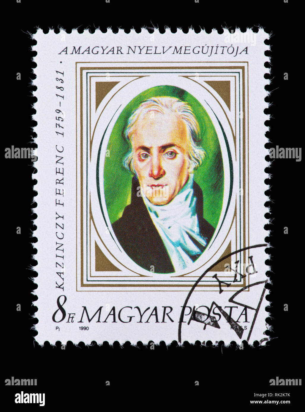 Francobollo da Ungheria raffiguranti Ferenc Kazinczy, lingua ungherese riformatore. Foto Stock