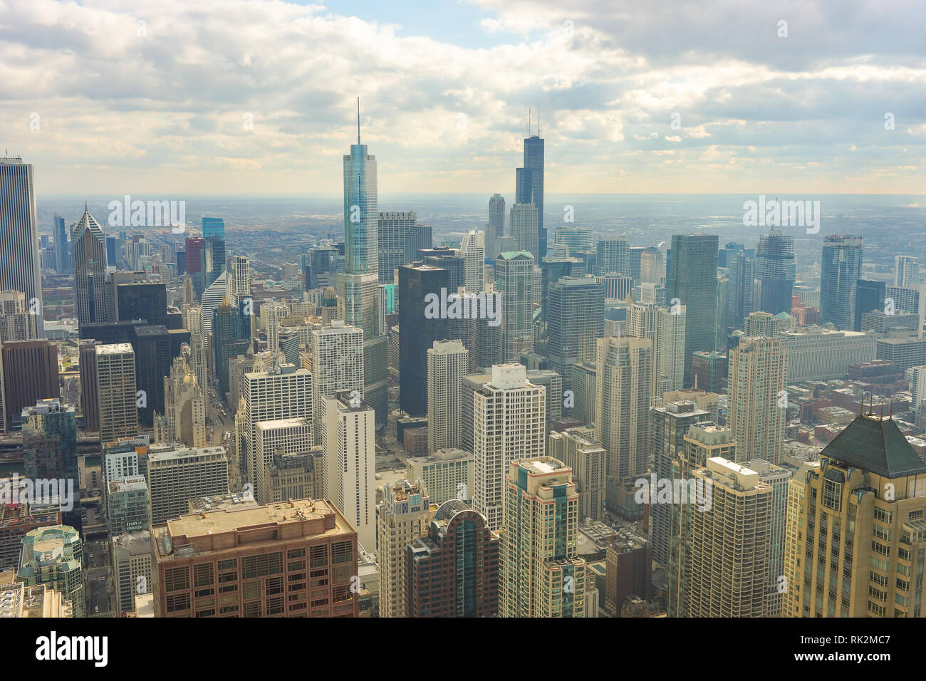 CHICAGO, IL - MARZO 28, 2016: vista di Chicago da John Hancock Center. Chicago è una delle città principali negli Stati Uniti d'America Foto Stock