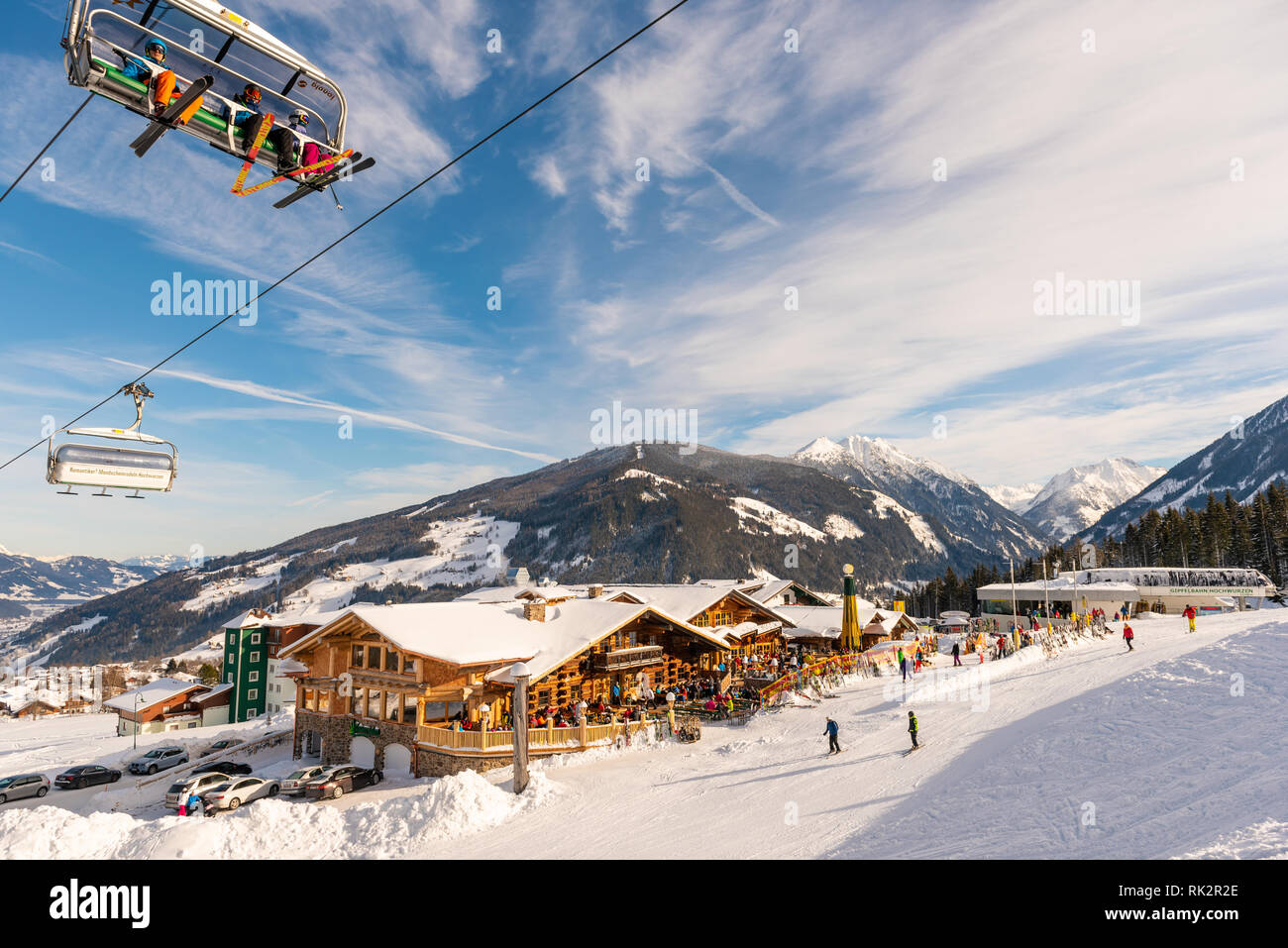Tauernalm Rohrmoos Ristorante di Planai & Hochwurzen sci cuore di Schladming regione Dachstein, Ski Amade, Stiria, Austria, Europa Foto Stock