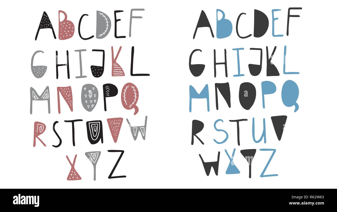 Funny infantile realizzato con alfabeto di inchiostro Illustrazione Vettoriale