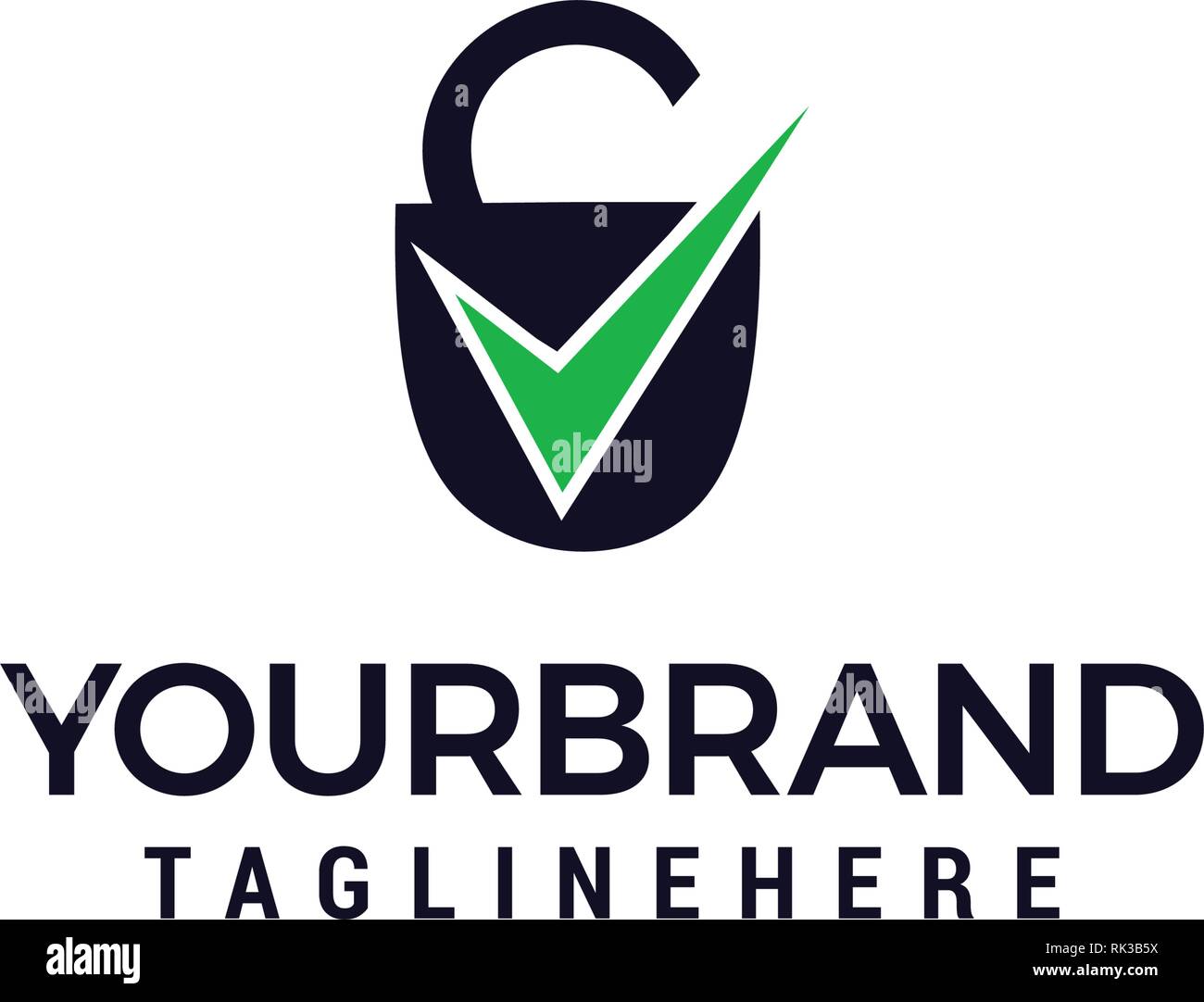 Icona di sicurezza con segno di spunta logo design modello di concetto Illustrazione Vettoriale