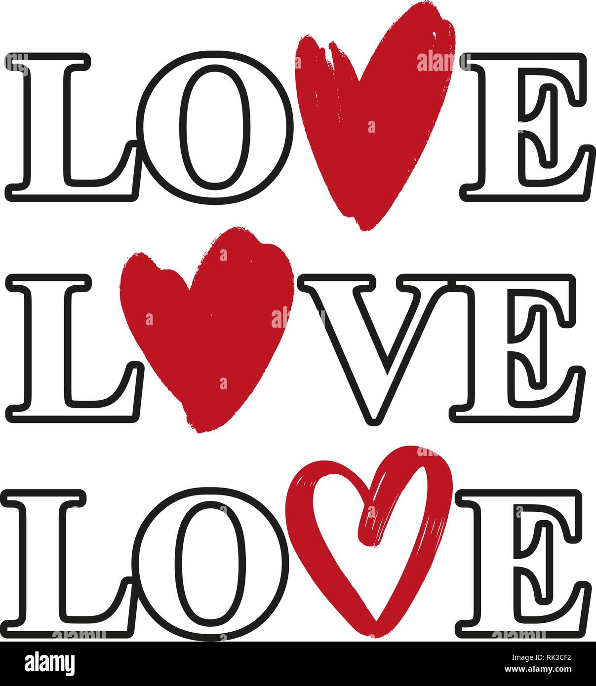 Amore cuore testo logo collection , illustrazione vettoriale schizzo isolati su sfondo bianco Illustrazione Vettoriale