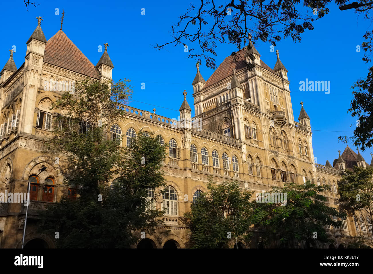 Vista parziale dell'era coloniale Elphinstone College di Kala Ghoda area, Fort, Mumbai Foto Stock