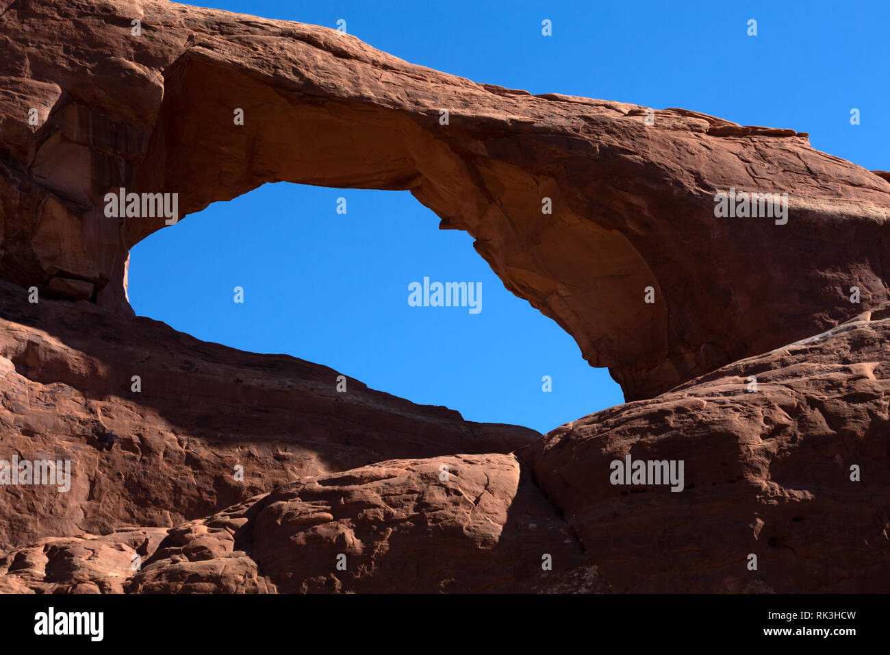 Close up della Skyline Arch, Arches National Park nello Utah, America Foto Stock