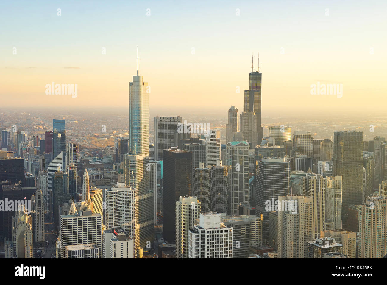 CHICAGO, IL - MARZO 28, 2016: vista di Chicago da John Hancock Center. Chicago è una delle città principali negli Stati Uniti d'America Foto Stock