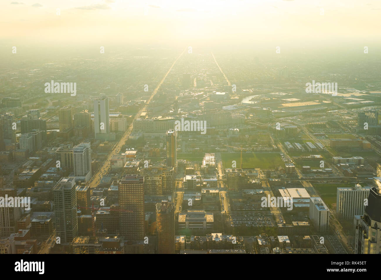 CHICAGO, IL - MARZO 28, 2016: vista di Chicago da John Hancock Center. Chicago è una delle città principali negli Stati Uniti d'America Foto Stock