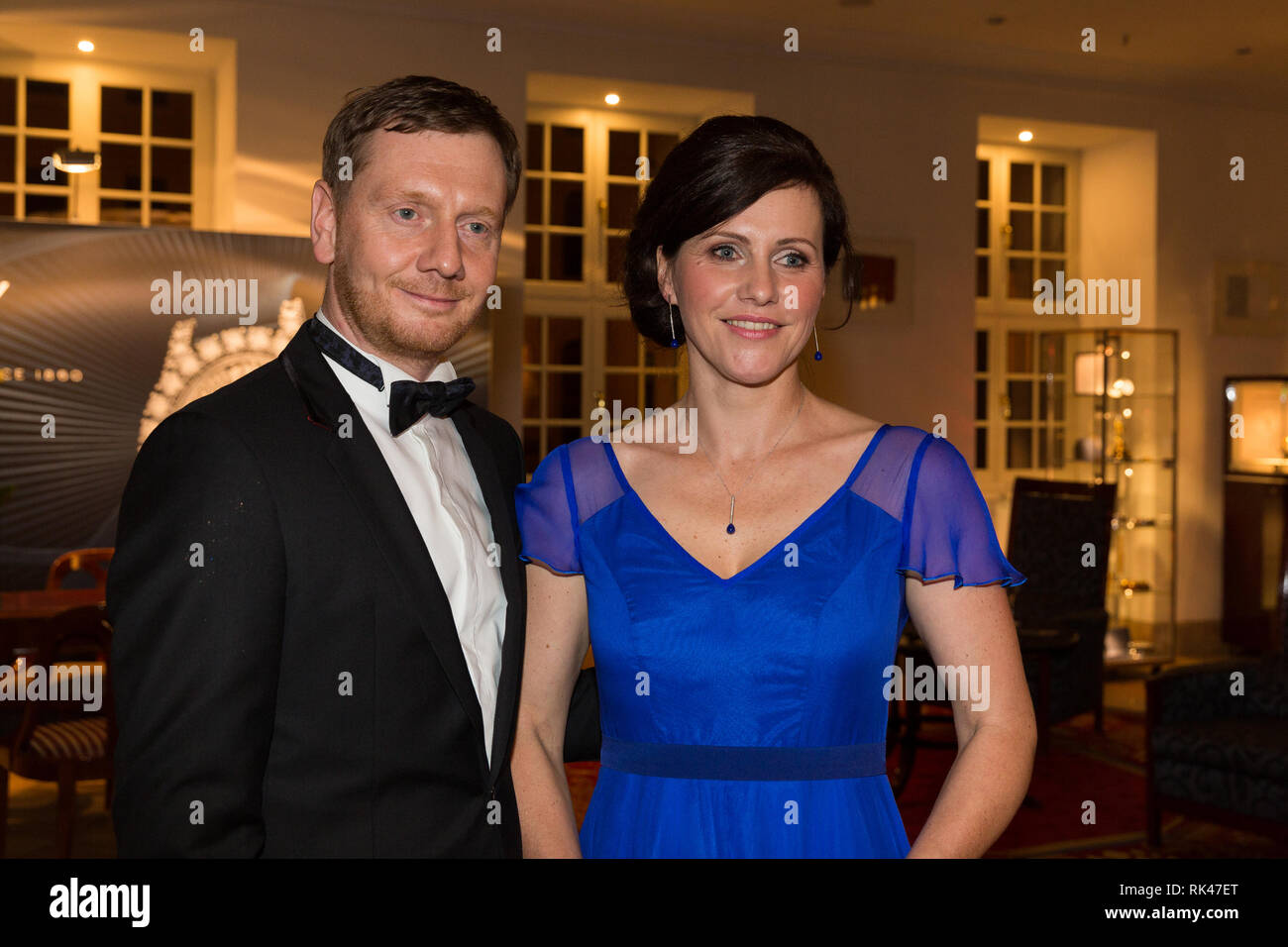 Michael Kretschmer und Lebensgefährtin Annet Hofmann beim 14. SemperOpernball 2019 in der Semper Oper. A Dresda, 01.02.2019 Foto Stock