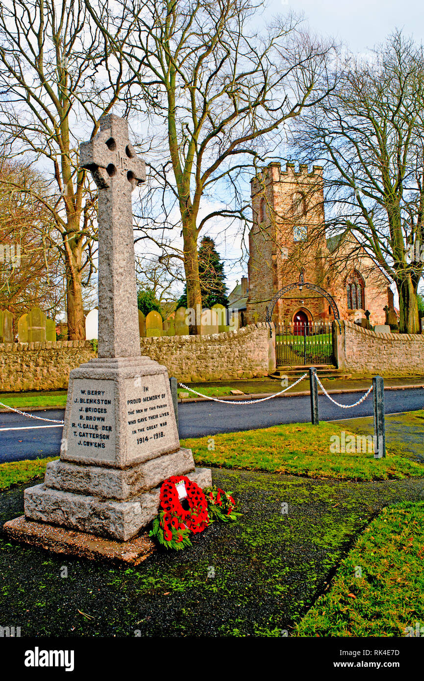 La prima guerra mondiale Memorial, Bishopton Village, Stockton on Tees, Cleveland, Inghilterra Foto Stock