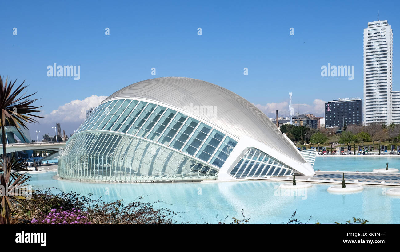 Città delle Arti e delle Scienze di Valencia Foto Stock