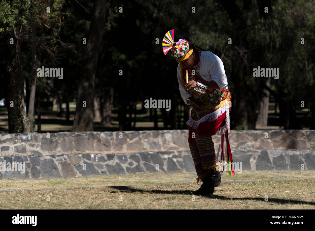 Città del Messico, Messico - 30 gennaio 2019 - La danza di volantini los voladores è un antico rituale Mesoamerican eseguita ancora oggi per chiedere gli dèi di e Foto Stock