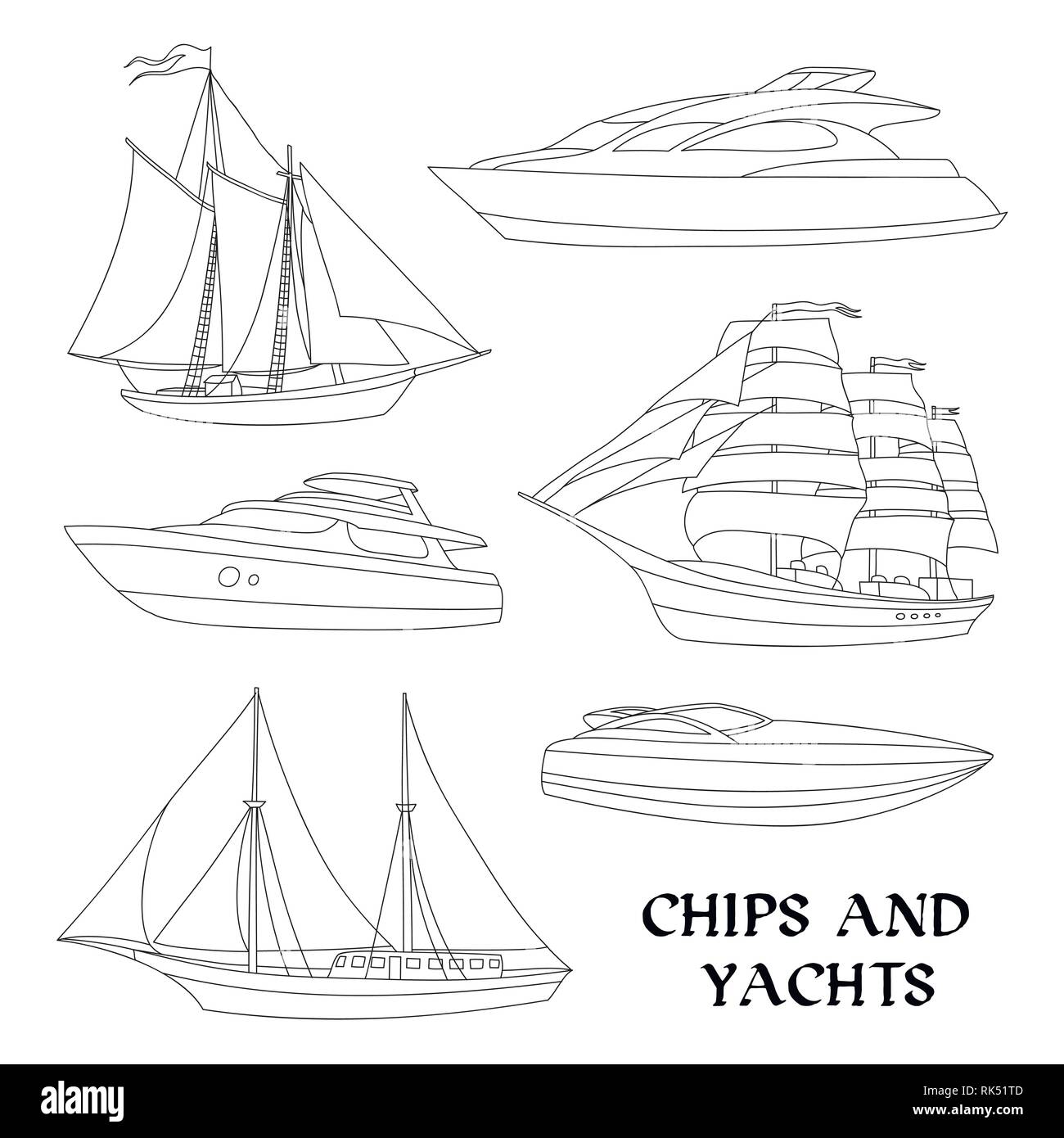 Navi e yacht set. Trasporti marittimi gli elementi di design e le icone in stile appartamento. Ocean concetto di viaggio Immagine e Vettoriale - Alamy