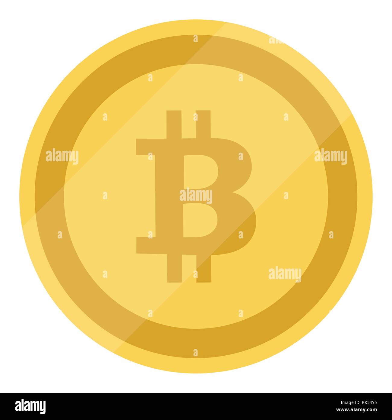 Bitcoin. Moneta di bit. Valuta digitale. Cryptocurrency. Medaglia d'oro con simbolo bitcoin isolati su sfondo bianco. Illustrazione Vettoriale. Illustrazione Vettoriale
