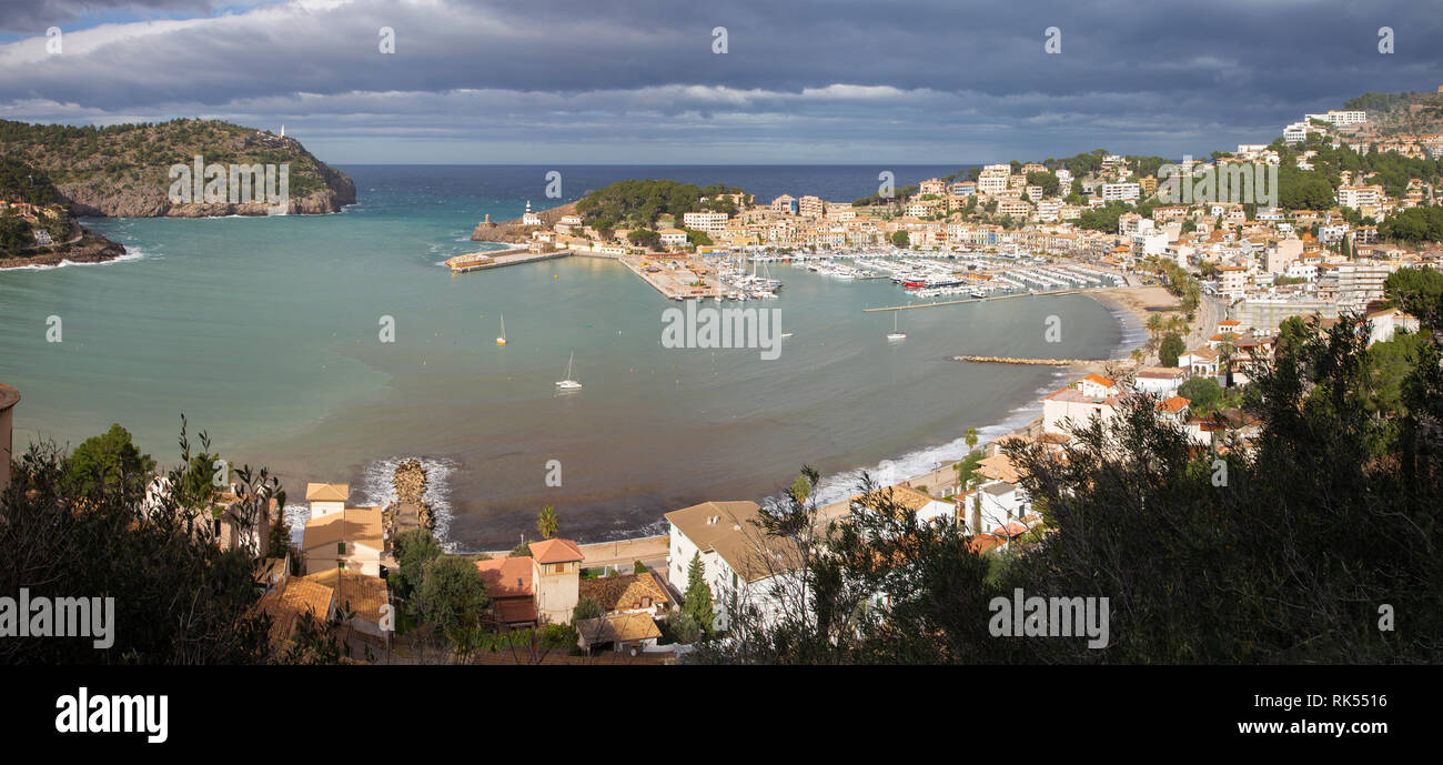 Mallorca - Il Port de Soller panorama. Foto Stock